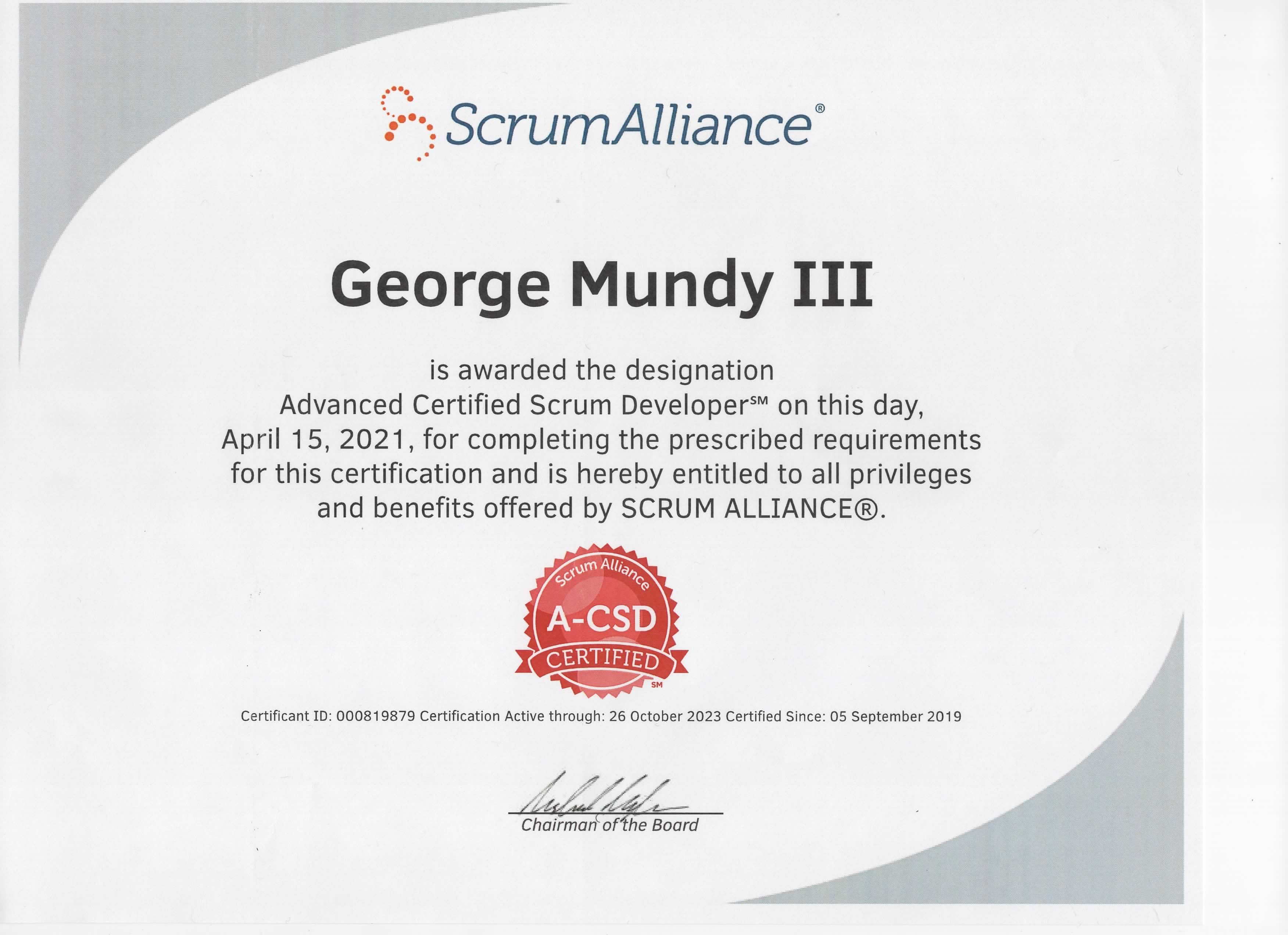 Advanced Scrum Developer