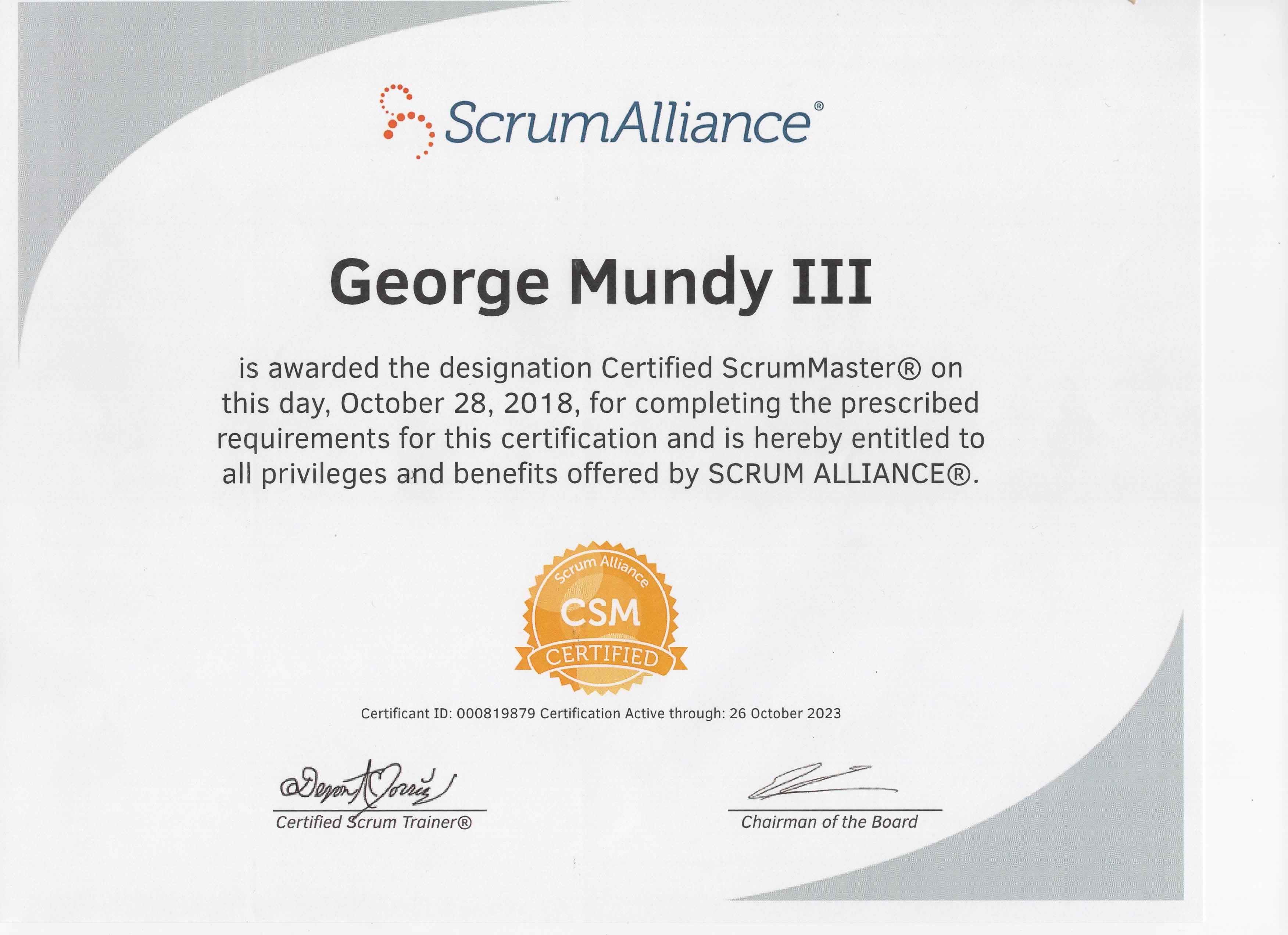 Certified Scrum Master